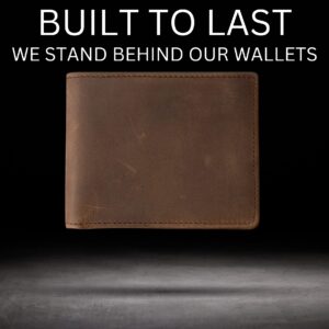 Stealth Mode Brown Leather Bifold Wallet for Men With ID Window and RFID Blocking, One Size