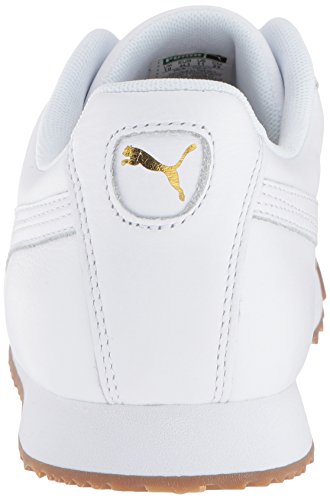 PUMA Mens Roma Sneaker, PUMA Mens White-PUMA Mens Team Gold, 9.5