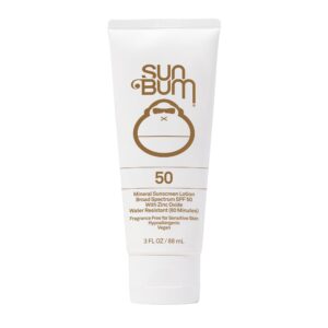 sun bum mineral spf 50 sunscreen lotion | vegan and hawaii 104 reef act compliant (octinoxate & oxybenzone free) broad spectrum natural sunscreen with uva/uvb protection | 3 oz