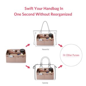 ZTUJO Felt Purse Organizer, Multi Pocket Bag in Bag Organizer For Tote & Handbag Shaper, Speedy 30, Speedy 35 and Speedy 40, X-Large, Beige