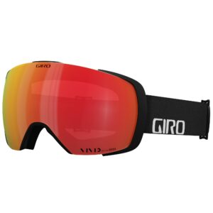 giro contact ski goggles - snowboard goggles for men & women - black wordmark strap with vivid ember/vivid infrared lenses