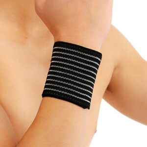 Happywendy Sports Injury Elastic Bandage Wound Compression Wrist Support Wrap Brace Pain Sports Pad 2Pcs (Black)