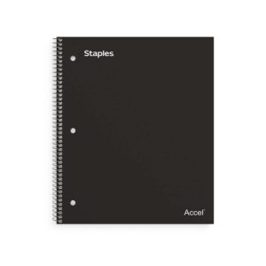 Staples 2072483 Accel Durable Poly Cover Notebook College Ruled Black 8-1/2-Inch x11-Inch 12 PK