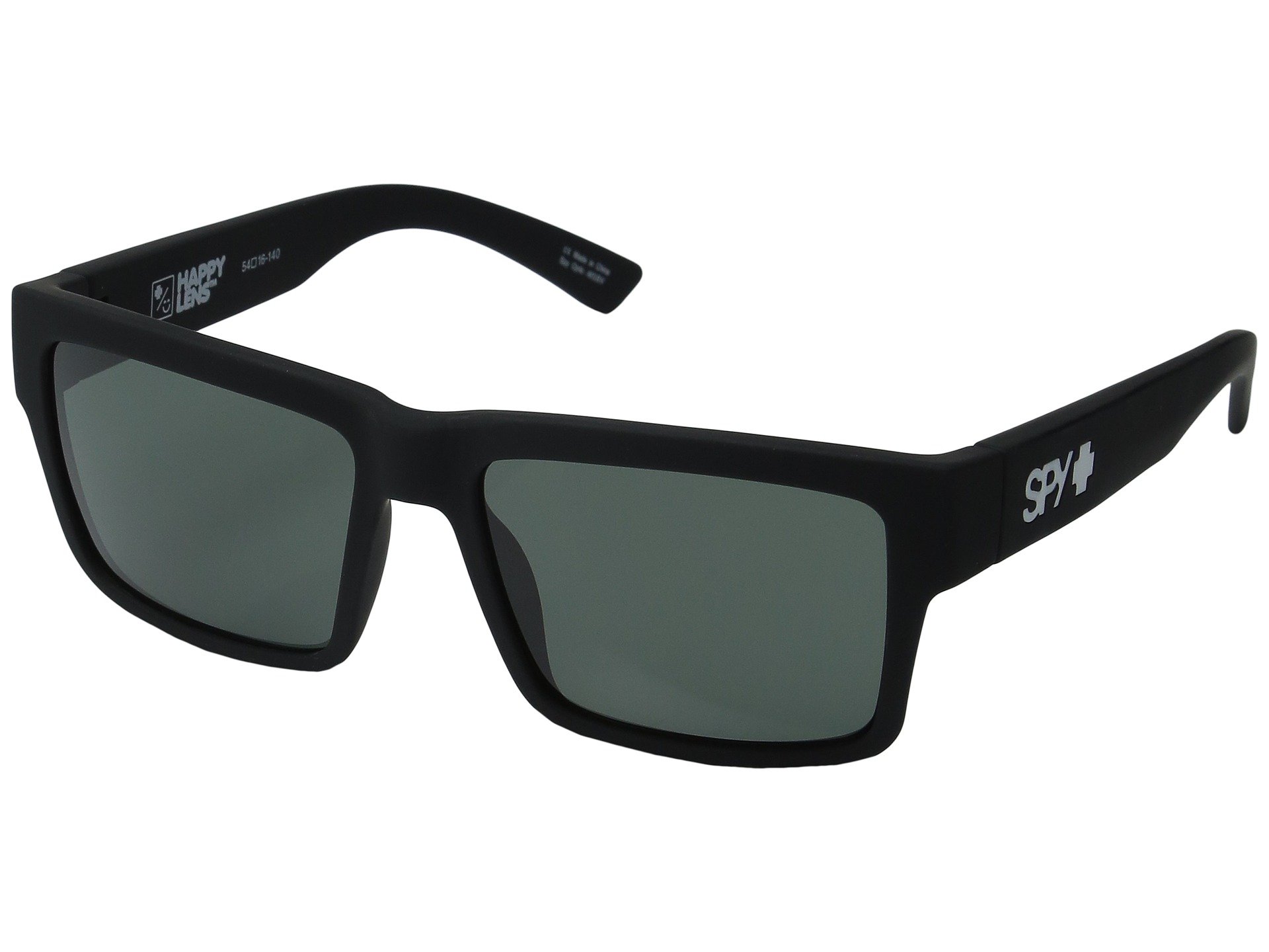 Spy Optic Montana Sunglasses Matte Black w/ Happy Grey Green Lens + Sticker