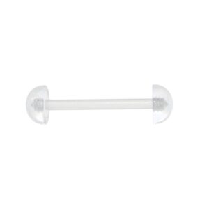 Oasis Plus 10pcs 14G Clear Flexible Tounge Retainer Nipple Ring Barbell 6mm Half Ball Body Piercing