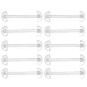 Oasis Plus 10pcs 14G Clear Flexible Tounge Retainer Nipple Ring Barbell 6mm Half Ball Body Piercing