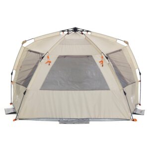 Easthills Outdoors Instant Shader Deluxe XL Beach Tent Easy Up 99" Wide for 4-6 Person Sun Shelter - Extended Zippered Porch Included Beige