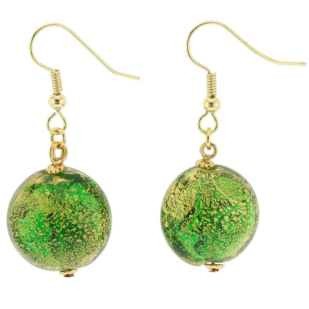 GlassOfVenice Murano Glass Ca D'Oro Earrings - Emerald Green