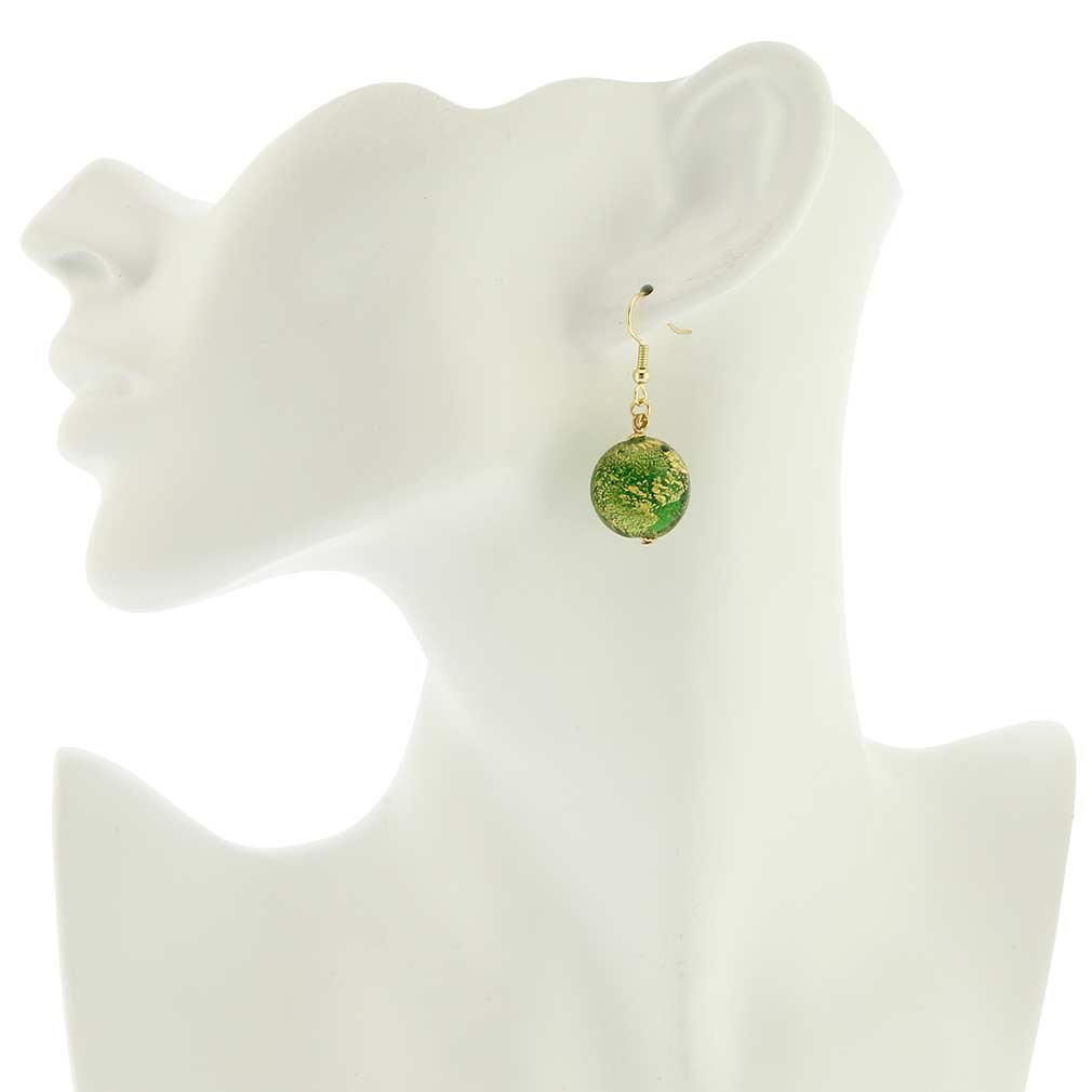 GlassOfVenice Murano Glass Ca D'Oro Earrings - Emerald Green