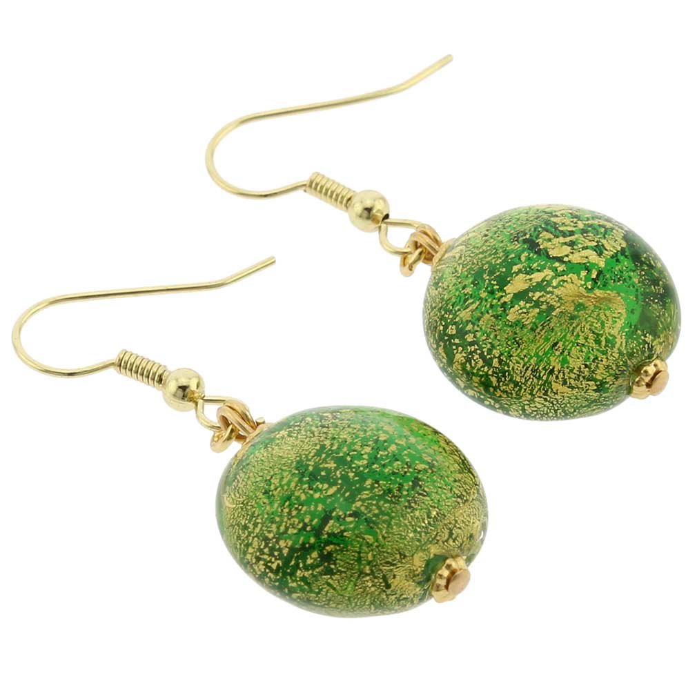 GlassOfVenice Murano Glass Ca D'Oro Earrings - Emerald Green