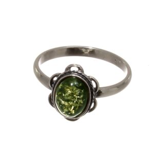 holidaygiftshops sterling silver and baltic green amber adult ring brittany- size 8