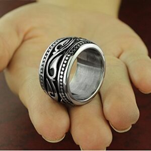 Trendy Wide Stainless Steel Celtic Band Thumb Ring for Men Manly Vintage Punk Biker Jewely Size 8