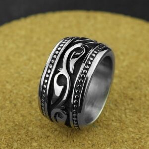 Trendy Wide Stainless Steel Celtic Band Thumb Ring for Men Manly Vintage Punk Biker Jewely Size 8