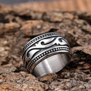 Trendy Wide Stainless Steel Celtic Band Thumb Ring for Men Manly Vintage Punk Biker Jewely Size 8