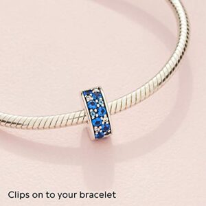 Pandora Blue Pavé Clip Charm Bracelet Charm Moments Bracelets - Stunning Women's Jewelry - Gift for Women - Made with Sterling Silver & Cubic Zirconia