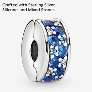 Pandora Blue Pavé Clip Charm Bracelet Charm Moments Bracelets - Stunning Women's Jewelry - Gift for Women - Made with Sterling Silver & Cubic Zirconia