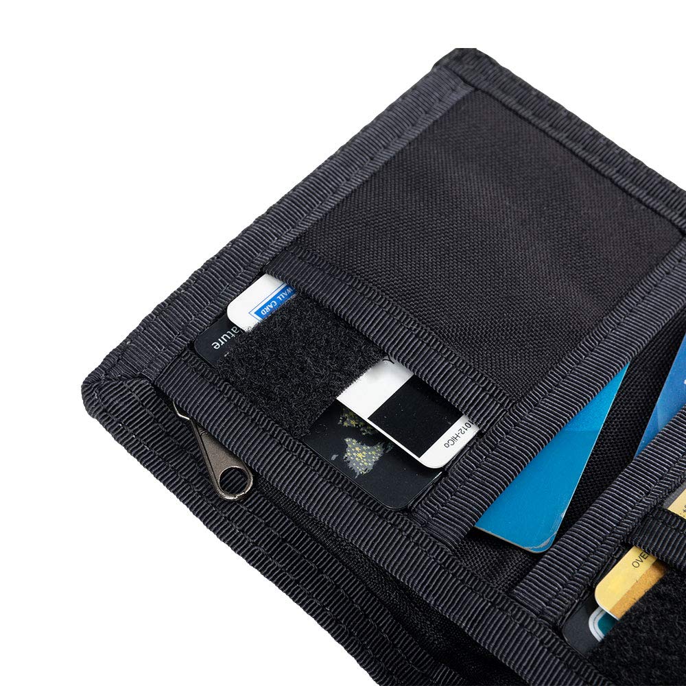 EXCELLENT ELITE SPANKER Nylon Trifold Wallet for Men ID Card Holder Tactical Military Wallet with Coin Pocket Outdoor Wallet(Black)