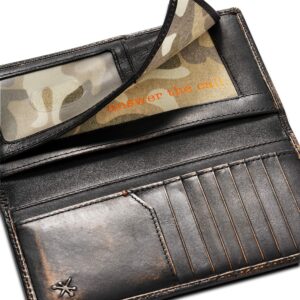 House of Jack Co. DUCK Long Wallet for Men | Full Grain Leather with Hand Burnished Finish | Long Bifold Wallet | Rodeo Wallet | Duck Hunter Gift