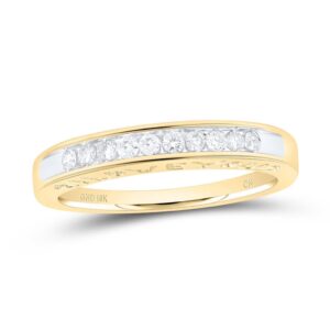 jewels by lux 10kt yellow gold womens round diamond i love you band 1/5 cttw ring size 11