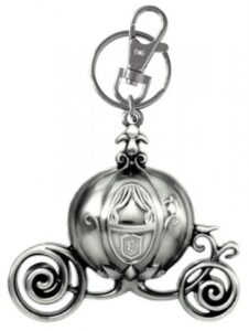 disney cinderella carriage pewter key ring collectible multi-colored, 3"