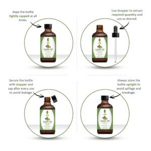 SVA Castor Oil 4 oz (118 ml) Premium Carrier Oil, Cold–Pressed, Hexane Free, with Dropper for Hair Care, Hair Oiling, Scalp Massage, Skin Care & Massage