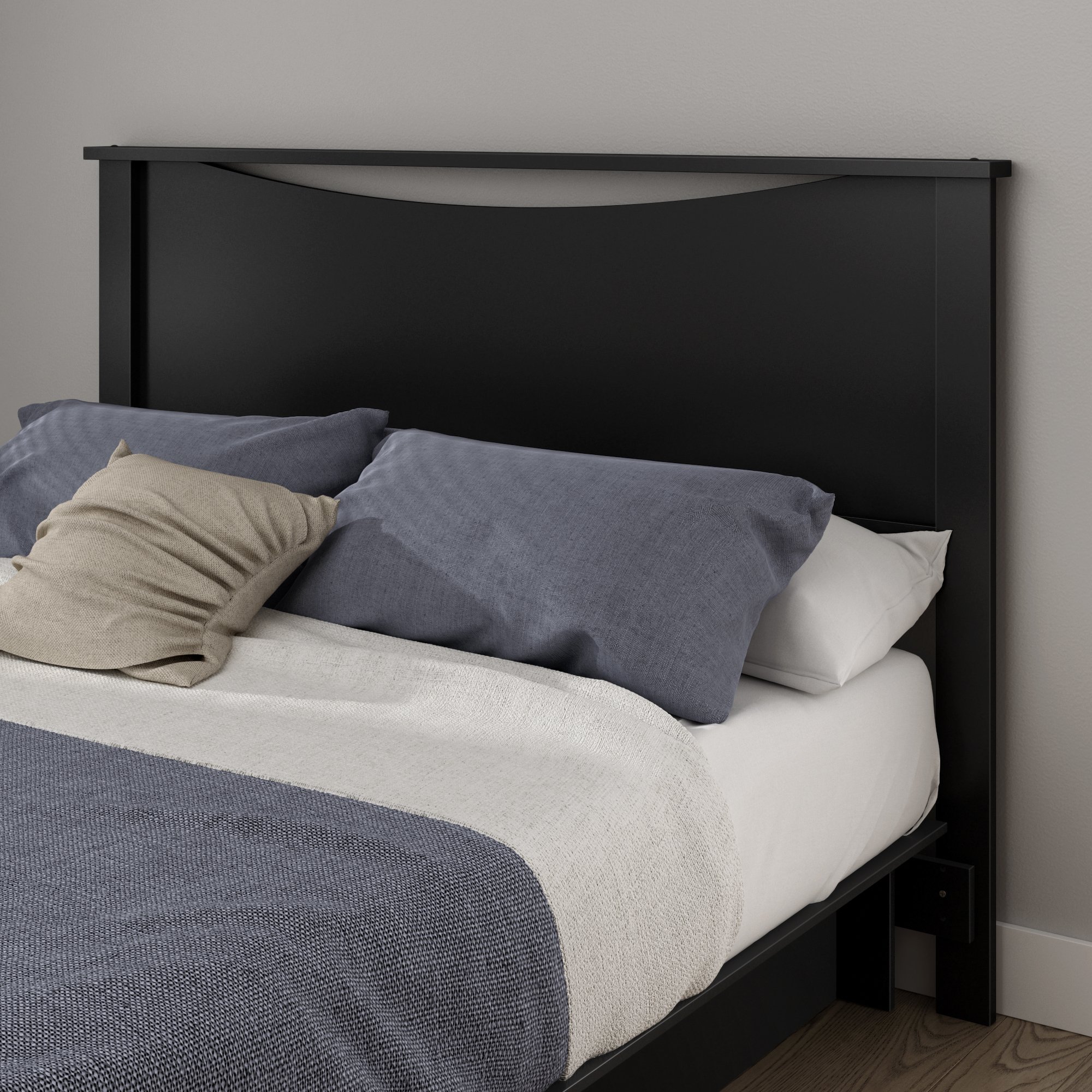 South Shore Gramercy Full/Queen Headboard (54/60''), Pure Black