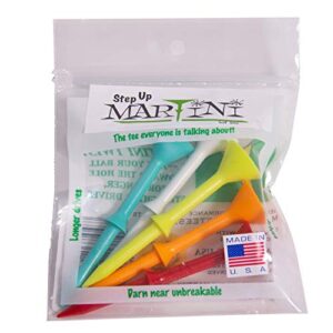 Martini Golf Tees DMT007 Durable Plastic Step-UP Tees (5 Pack), Assorted Colors, 3.25"