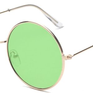 ALWAYSUV Round Small Flat Sunglasses Circle Metal Vintage 70's Hippie Glasses (Green)