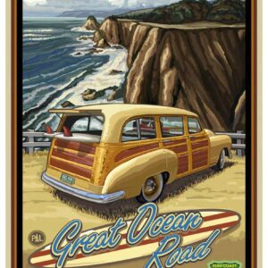 Great Ocean Road Australia Woody Giclee Art Print Poster from Travel Artwork by Artist Paul A. Lanquist 12" x 18"