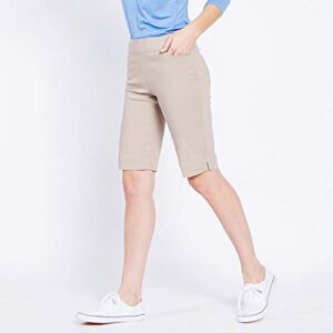 SLIM-SATION Women's Golf Wide Band Pull On Short with Real Pockets(Stone,8)