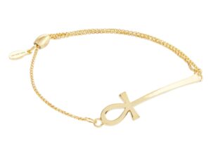 alex and ani women's ankh pull chain bracelet, 14kt gold plated