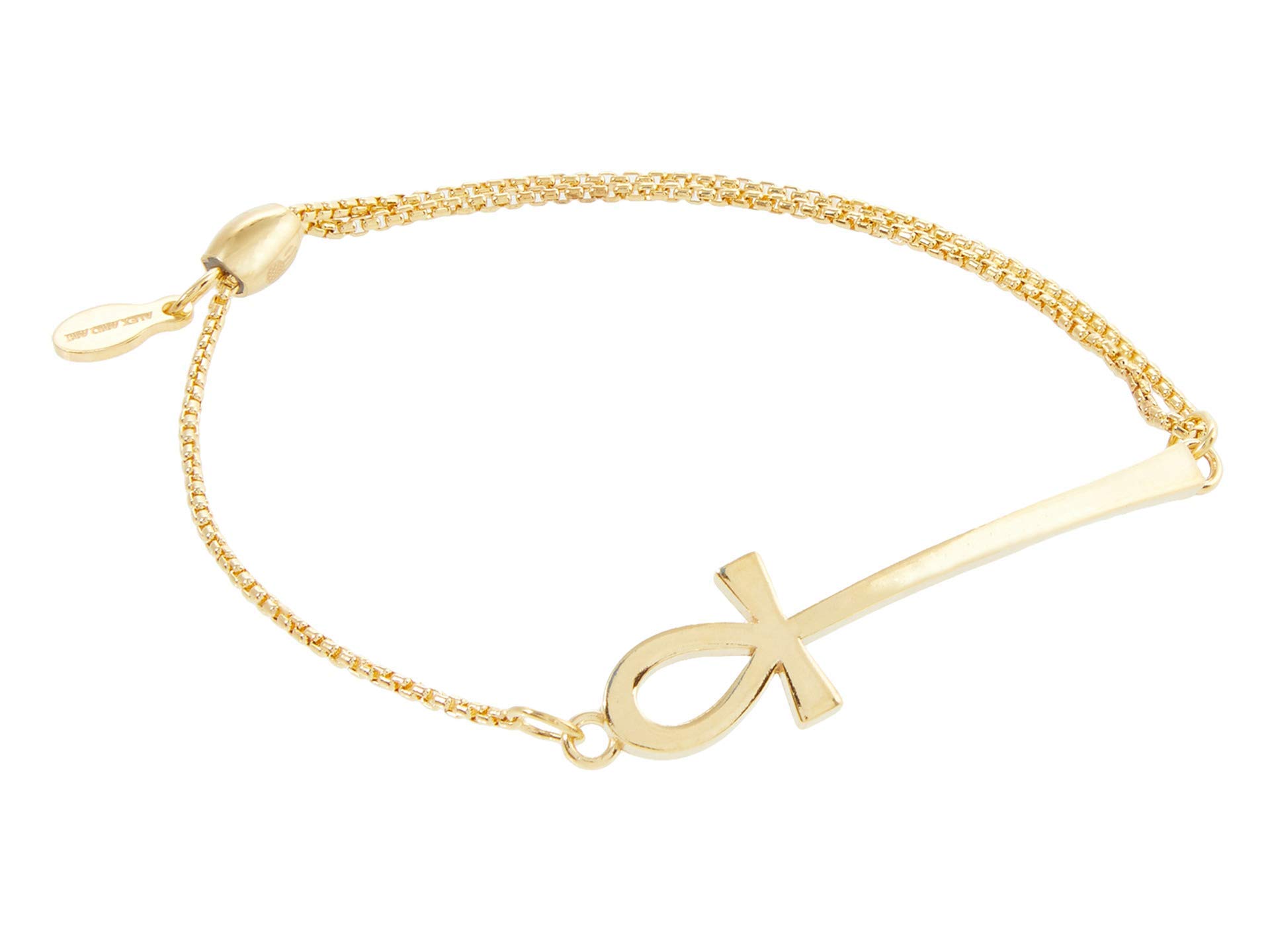 Alex and Ani Women's Ankh Pull Chain Bracelet, 14kt Gold Plated