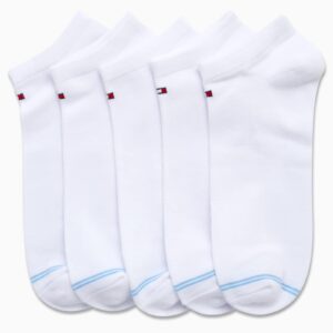 Tommy Hilfiger Men's 5 Pair Casual Liner Sockshosiery, white, Shoe Size 7-12