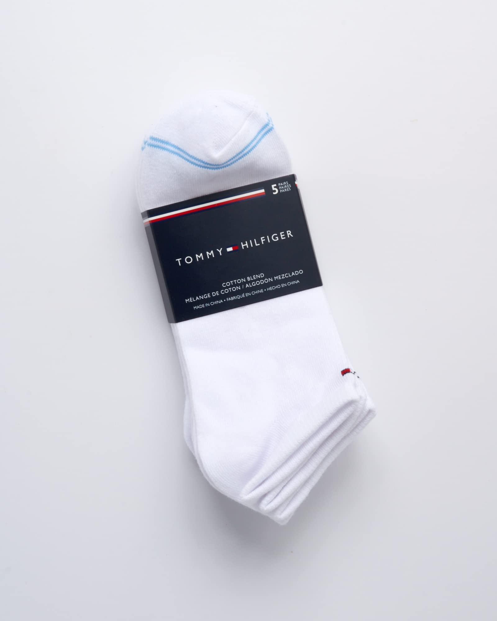 Tommy Hilfiger Men's 5 Pair Casual Liner Sockshosiery, white, Shoe Size 7-12