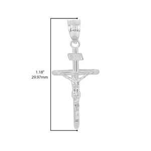 10K White Gold 1.2" INRI Crucifix Cross Pendant Charm - Pendant Only