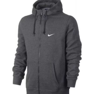 Nike Men's Club Swoosh Full Zip Fleece Hoodie (Small, Charcoal)