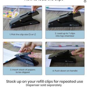 OfficeGoods No Slip Clip Staple Free Stapler - Revolutionary Clasp & Fastener for Documents & Reports - Holds 2 to 50 Pages Perfectly Without Staples - 40 Reusable Clips