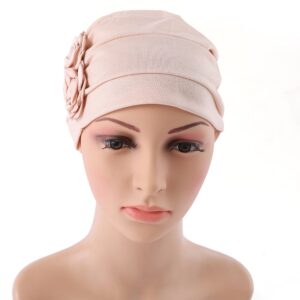 HONENNA Chemo Turban Headband Scarf Beanie Cap Hat for Cancer Patient (Cream-Coloured)