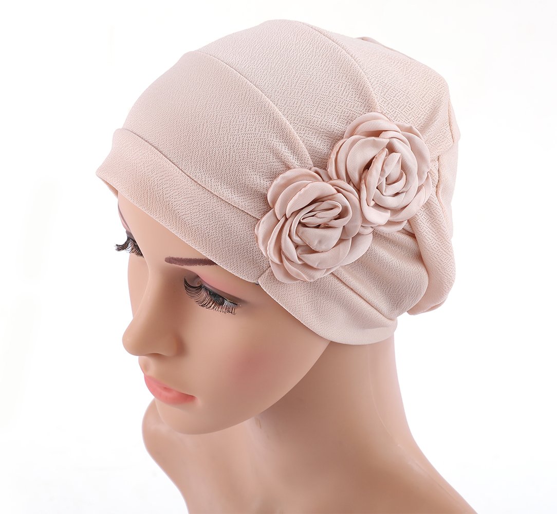 HONENNA Chemo Turban Headband Scarf Beanie Cap Hat for Cancer Patient (Cream-Coloured)