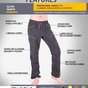 Ucraft "Xlite Rock Climbing, Bouldering and Yoga Pants. Lightweight, Stretching, Breathable (Size M, Color Mustard)