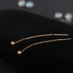 S.Leaf Threader Earrings for Women Threader Earrings Sterling Silver Chain Earrings Tassel Earrings Gold Earrings for Women 3cm