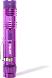 police m12 aluminum stun gun with led flashlight, purple