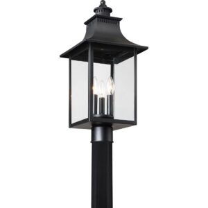 Quoizel CCR9010K Chancellor Outdoor Lantern Post Mount, 3-Light 180 Total Watts, 22" H x 10" W, Mystic Black