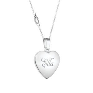 Personalized Silver Heart Necklace Pendant Custom Engraved Free