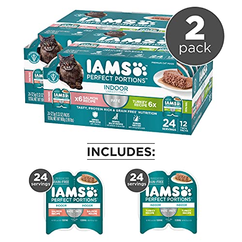 IAMS Perfect Portions Healthy Grain Free Variety Pack Wet Cat Food, 2.6 oz, 24 count (Pack of 2).