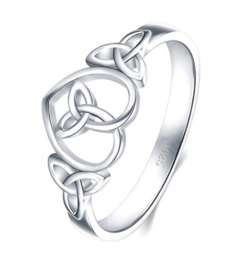 925 Sterling Silver Ring Boruo Celtic Knot Heart High Polish Tarnish Resistant Eternity Wedding Band Stackable Ring Size 9