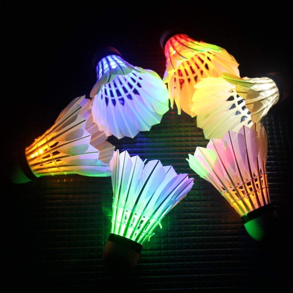 YYZP 6-Pack LED Badminton Shuttlecocks, Badminton Birdies Glow in The Dark Birdie Badminton Set for Outdoor/Indoor Lighting Sport Activities Game