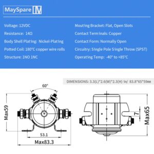 Max 300A Heavy Duty Solenoid Relay Nickel-Plating for Golf Carts, Winch, Marine in Rush 12VDC