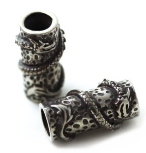 lynnaround pewter norse nordic viking dragon beard beads rings, dwarven dreadlock pirate medieval hair beads, pagan jewelry