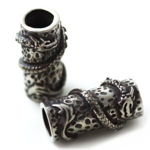 LynnAround Pewter Norse Nordic Viking Dragon Beard Beads Rings, Dwarven Dreadlock Pirate Medieval Hair Beads, Pagan Jewelry